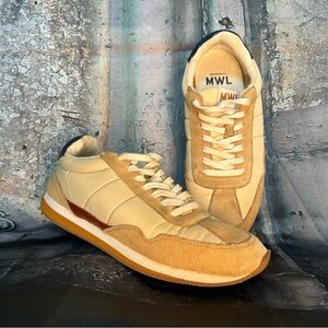 Madewell MWL Beige and Brown Mixed Material‎ Sneakers Suede Textile W 9.5M M 8M